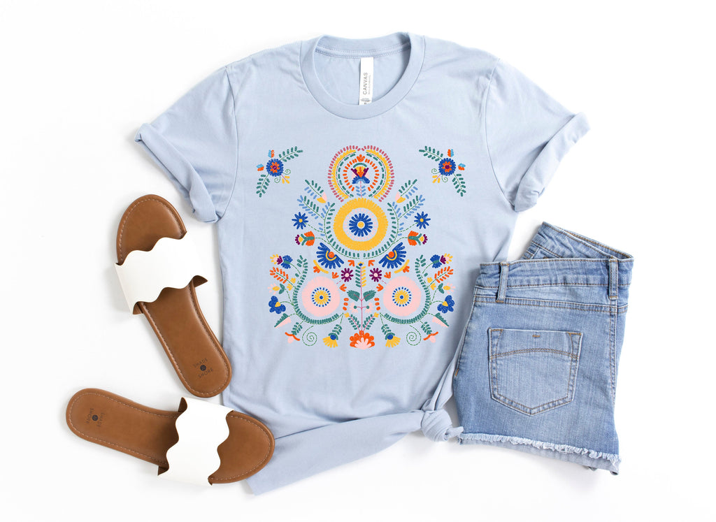 Botanical Shirt: Scandinavian Folk Art Floral Tee