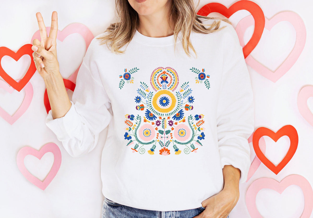 Botanical Shirt: Scandinavian Folk Art Floral Tee