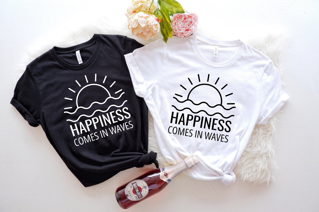 Happiness Comes in Waves Shirt: Summer Vacation Tee