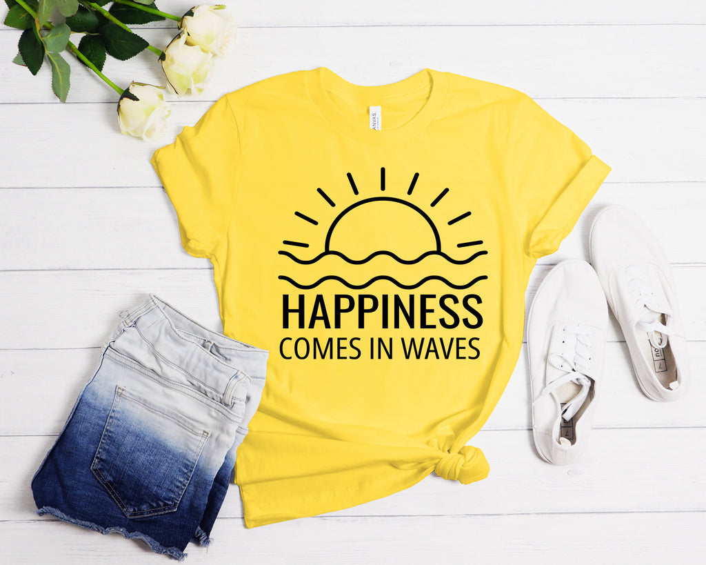 Happiness Comes in Waves Shirt: Summer Vacation Tee