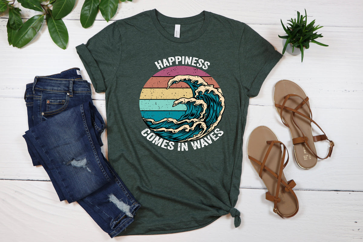 Happiness Comes in Waves Shirt: Summer Vacation Tee