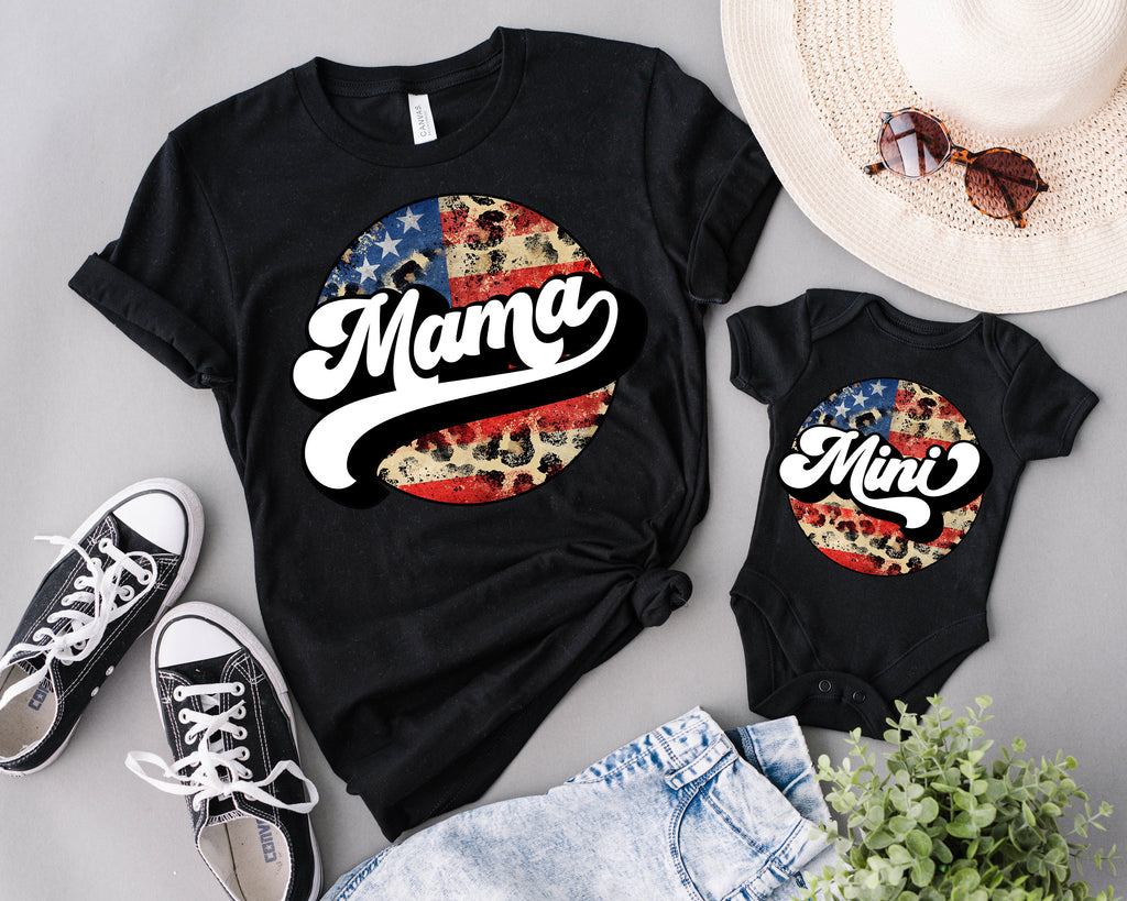Army Mama Shirt, Patriotic Mama Mini Matching Set