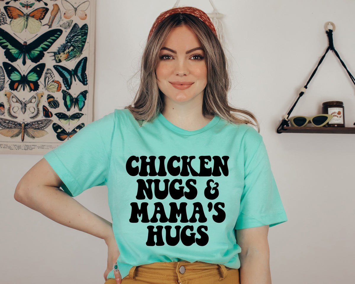 Chicken Nugs & Mama Hugs Shirt: Retro Mom Life Tee