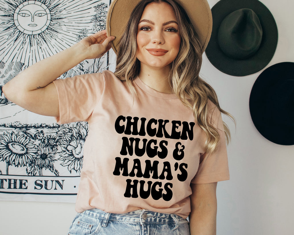 Chicken Nugs & Mama Hugs Shirt: Retro Mom Life Tee