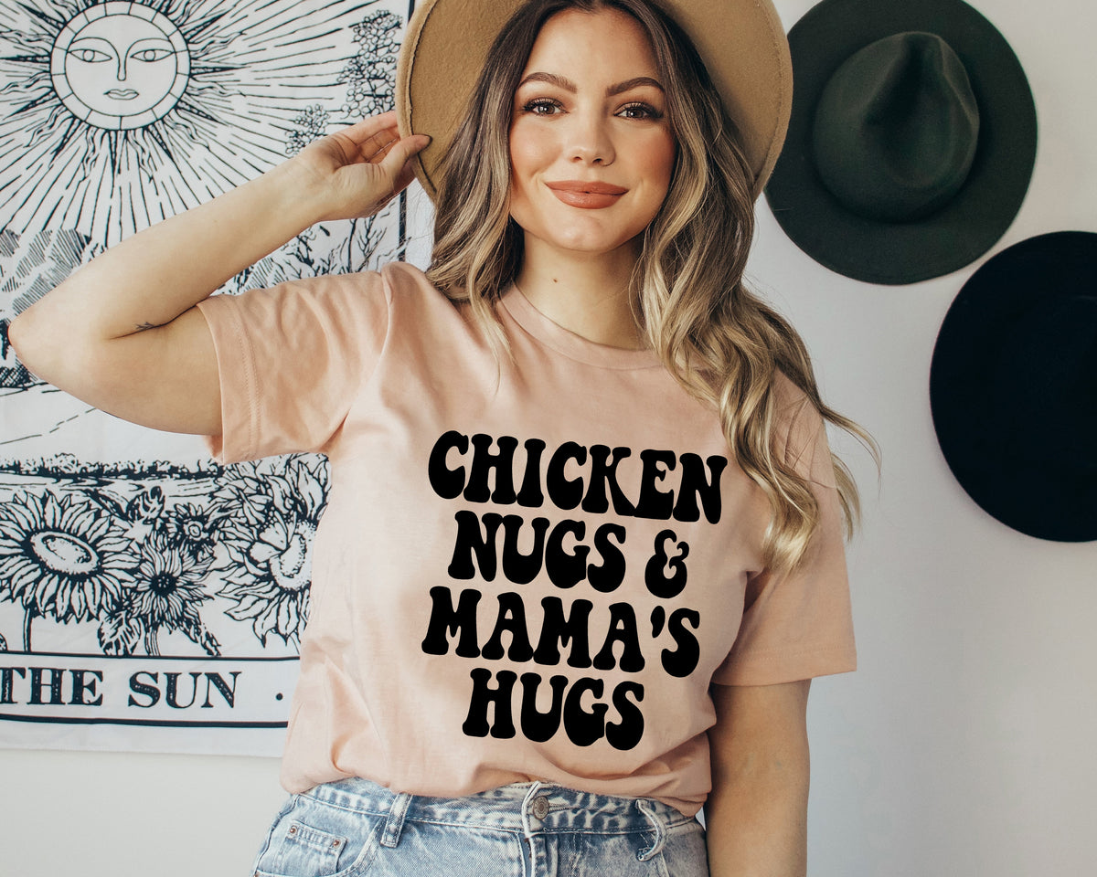 Chicken Nugs & Mama Hugs Shirt: Retro Mom Life Tee