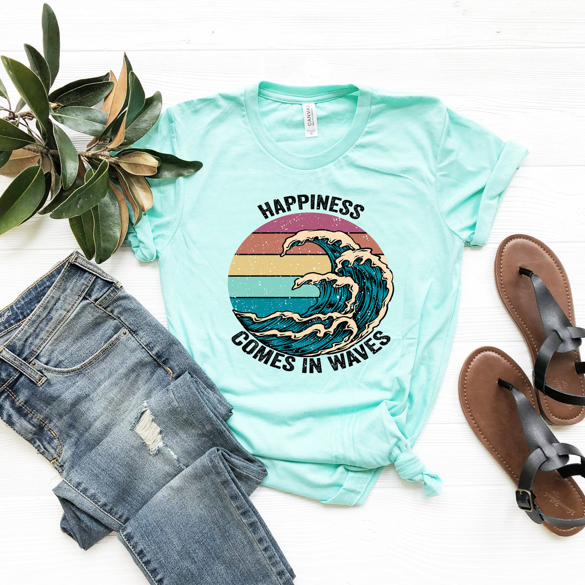 Happiness Comes in Waves Shirt: Summer Vacation Tee