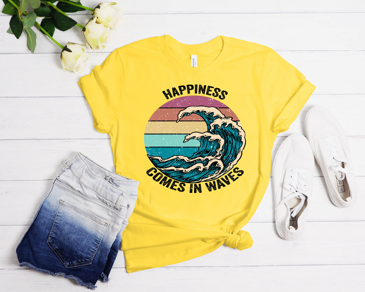 Happiness Comes in Waves Shirt: Summer Vacation Tee