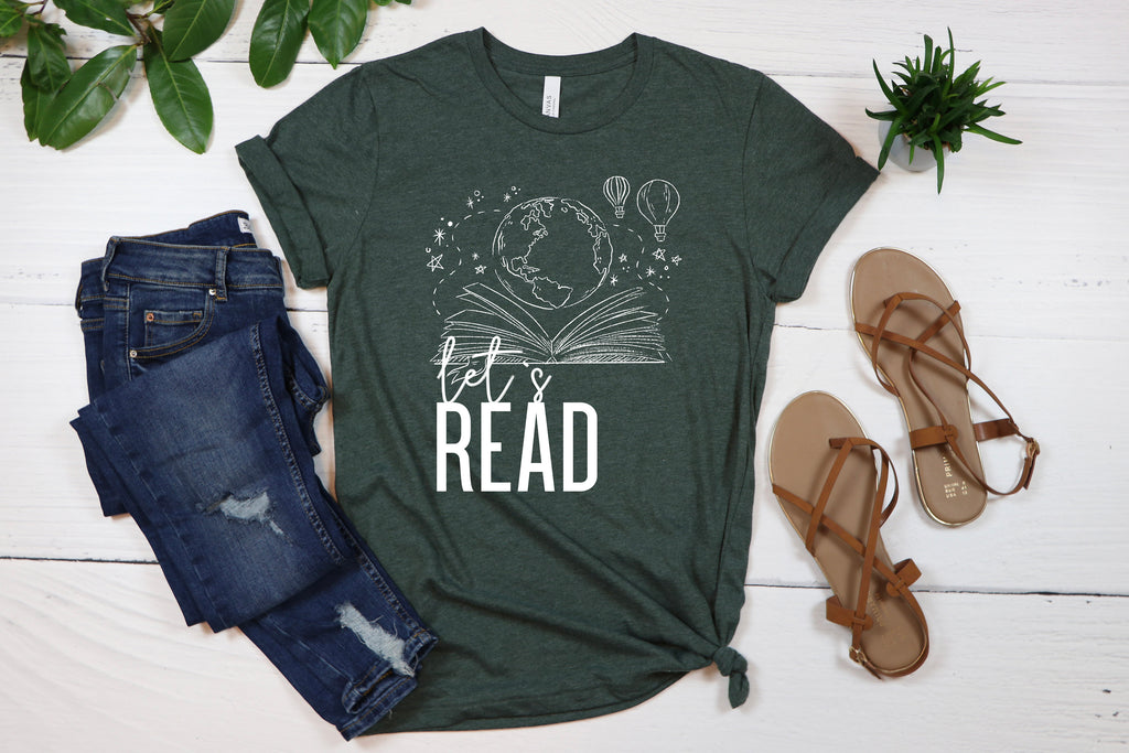 Let's Read T-Shirt: Book Lover Gift, Librarian Tee