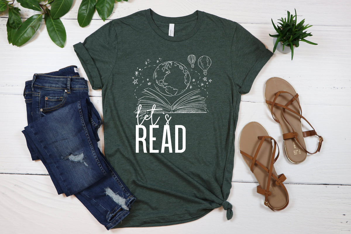 Let's Read T-Shirt: Book Lover Gift, Librarian Tee