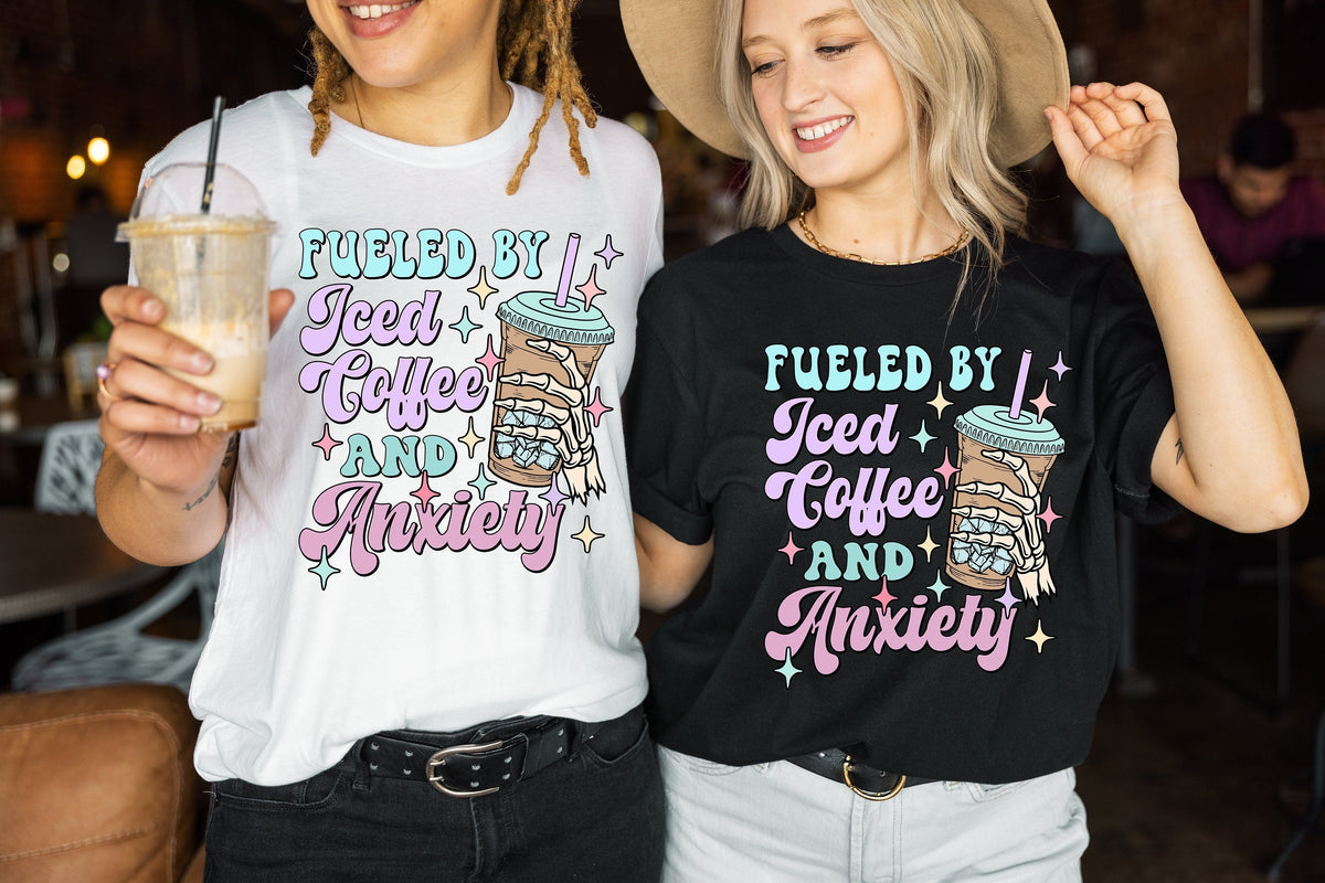 Iced Coffee Anxiety Mom T-Shirt: Retro Mama Shirt