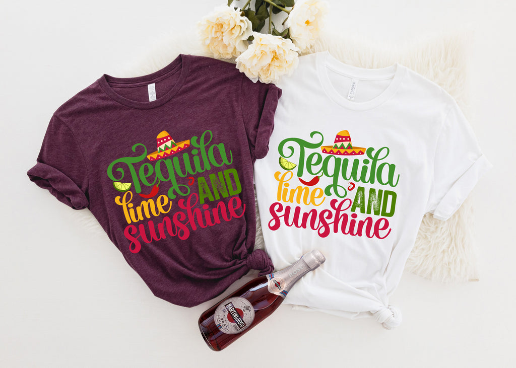 Tequila Lime & Sunshine Shirt: Funny Cinco De Mayo Fiesta Tee