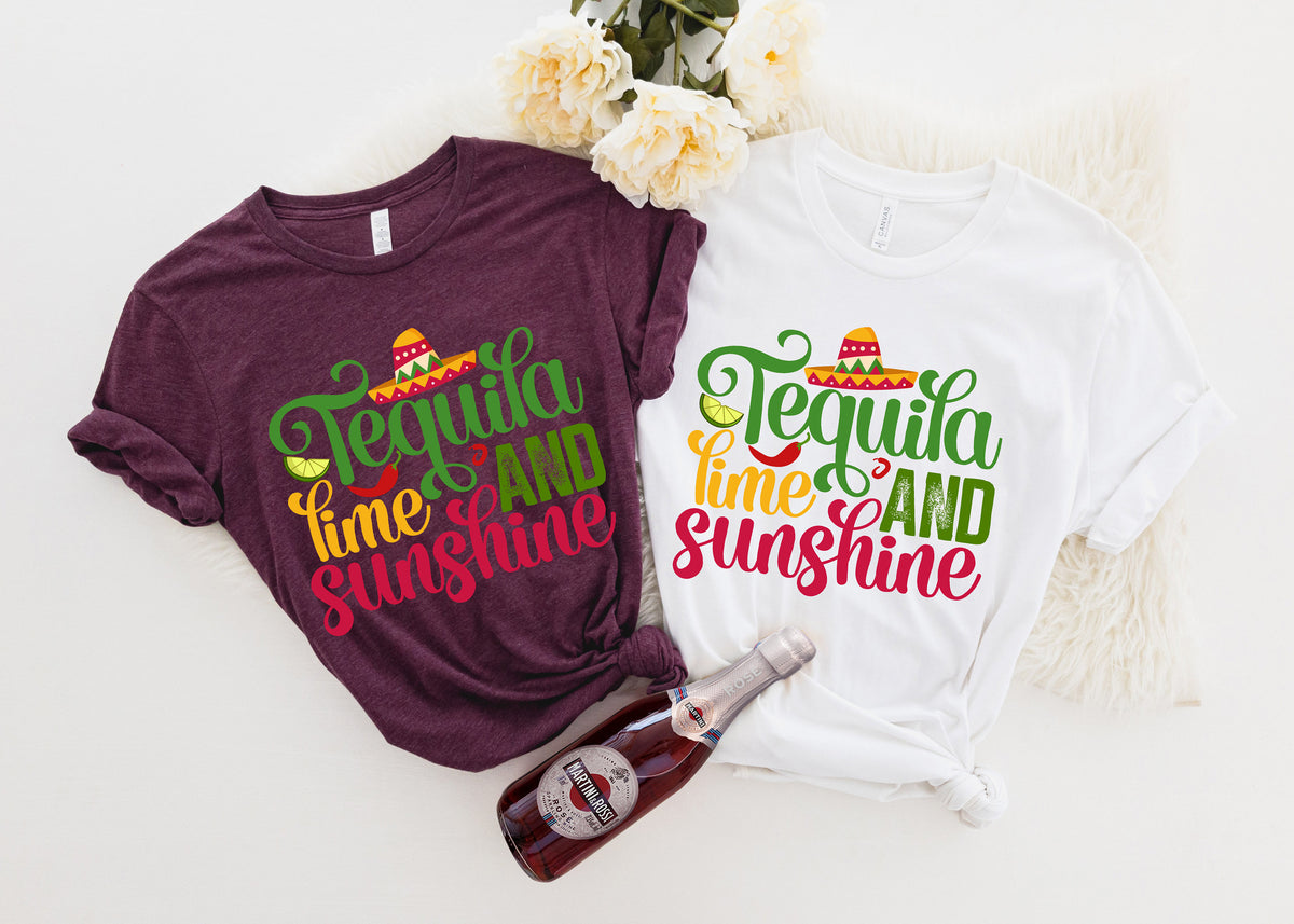 Tequila Lime & Sunshine Shirt: Funny Cinco De Mayo Fiesta Tee