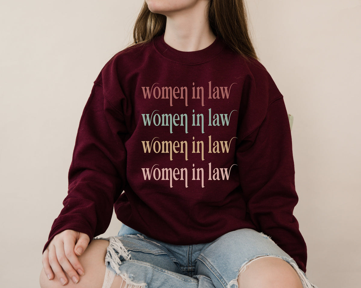 Retro Women in Law Sweatshirt: Law Student Crewneck