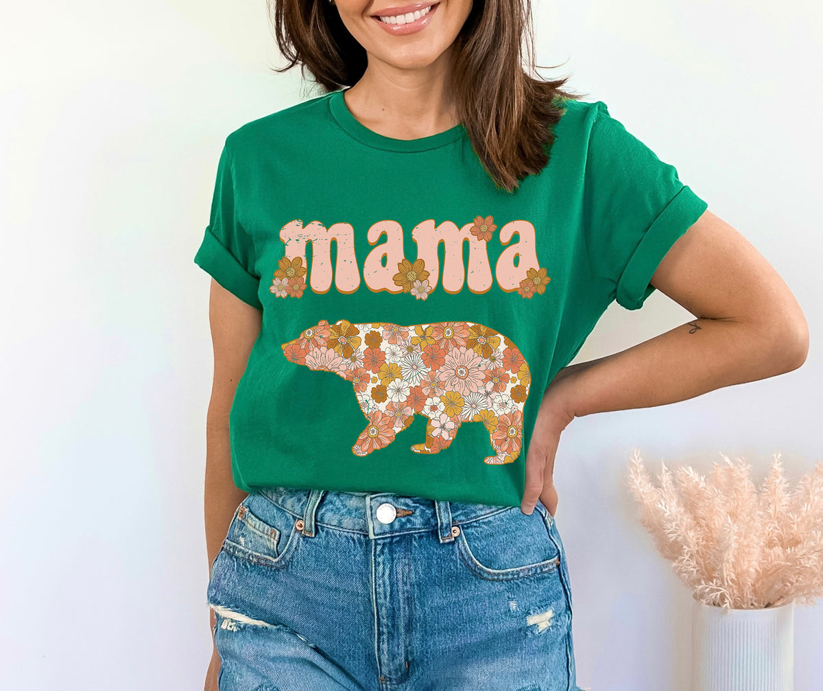 Floral Mama Bear T-Shirt: Mom Life Shirt