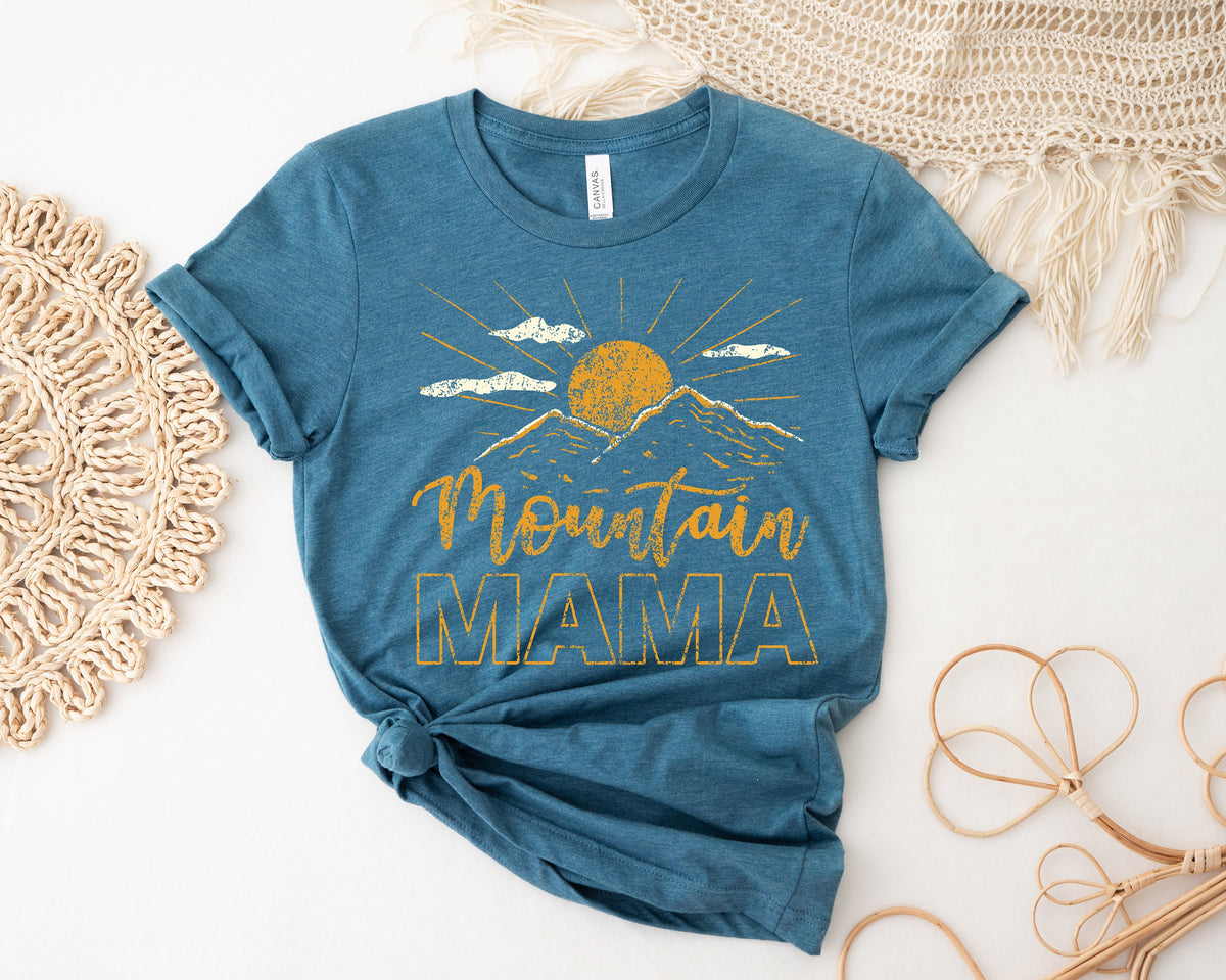 Custom Mountain Mama Shirt: 70s Style Camping Tee