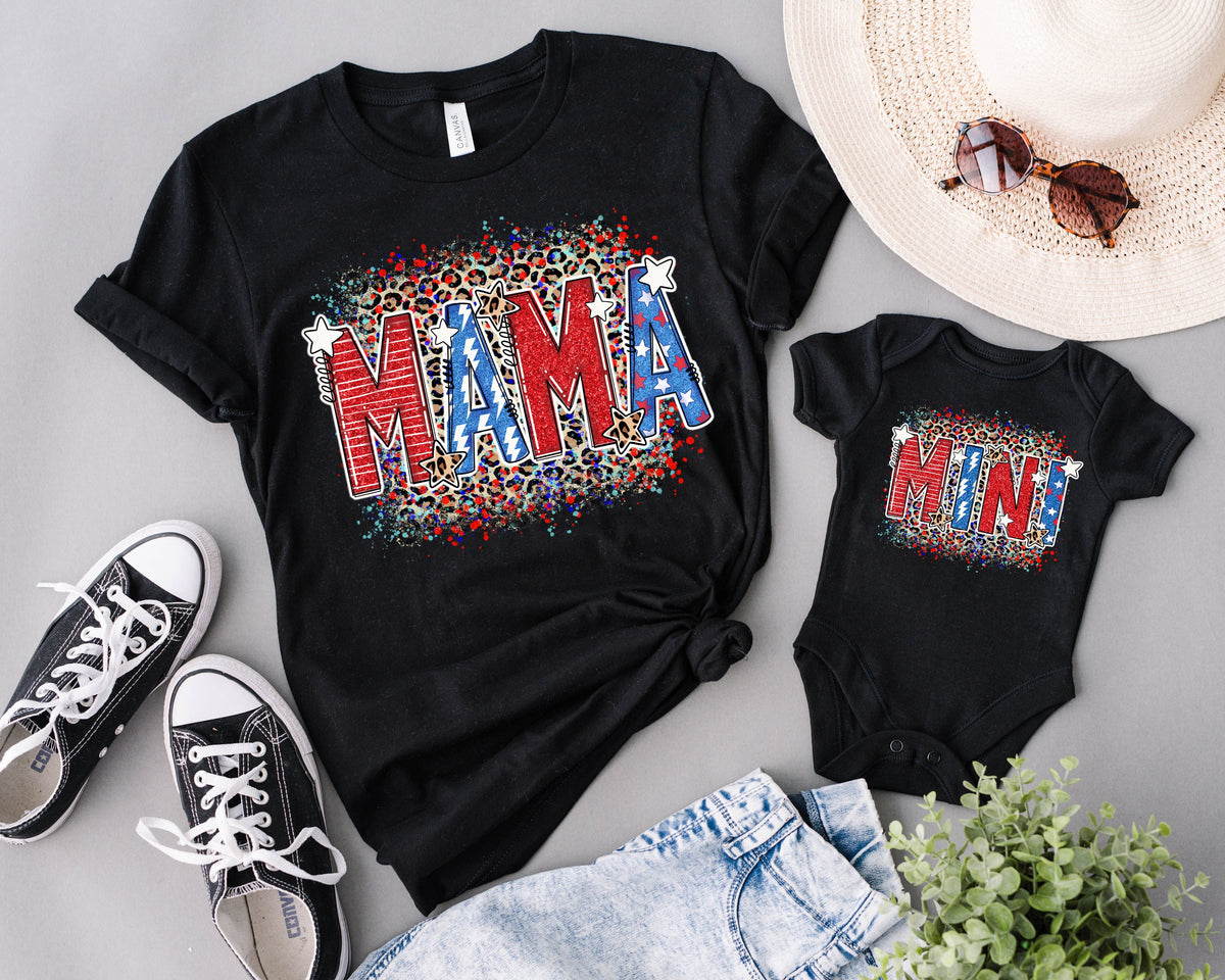 Leopard Mama and Mini 4th of July Shirts: Patriotic Family Tees
