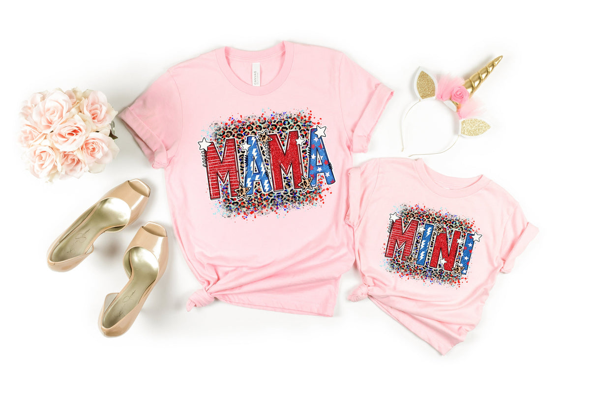 Leopard Mama and Mini 4th of July Shirts: Patriotic Family Tees