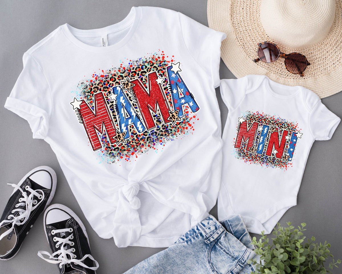 Leopard Mama and Mini 4th of July Shirts: Patriotic Family Tees
