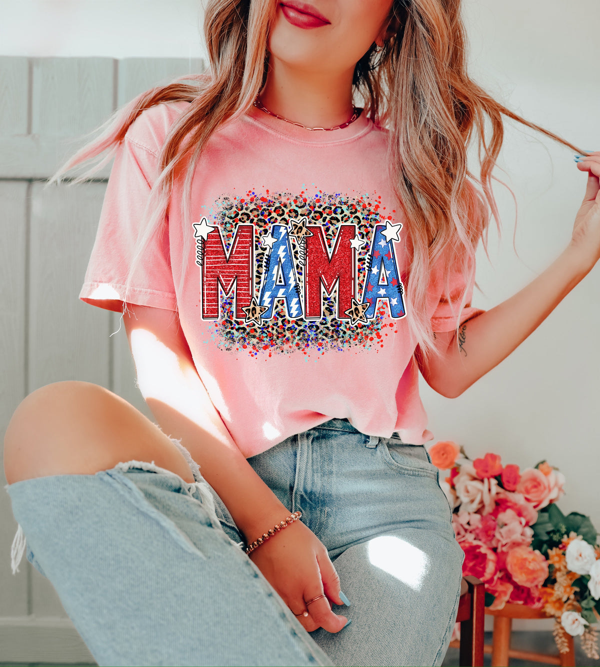 Mama American Flag Shirt: 4th of July Patriotic Tee