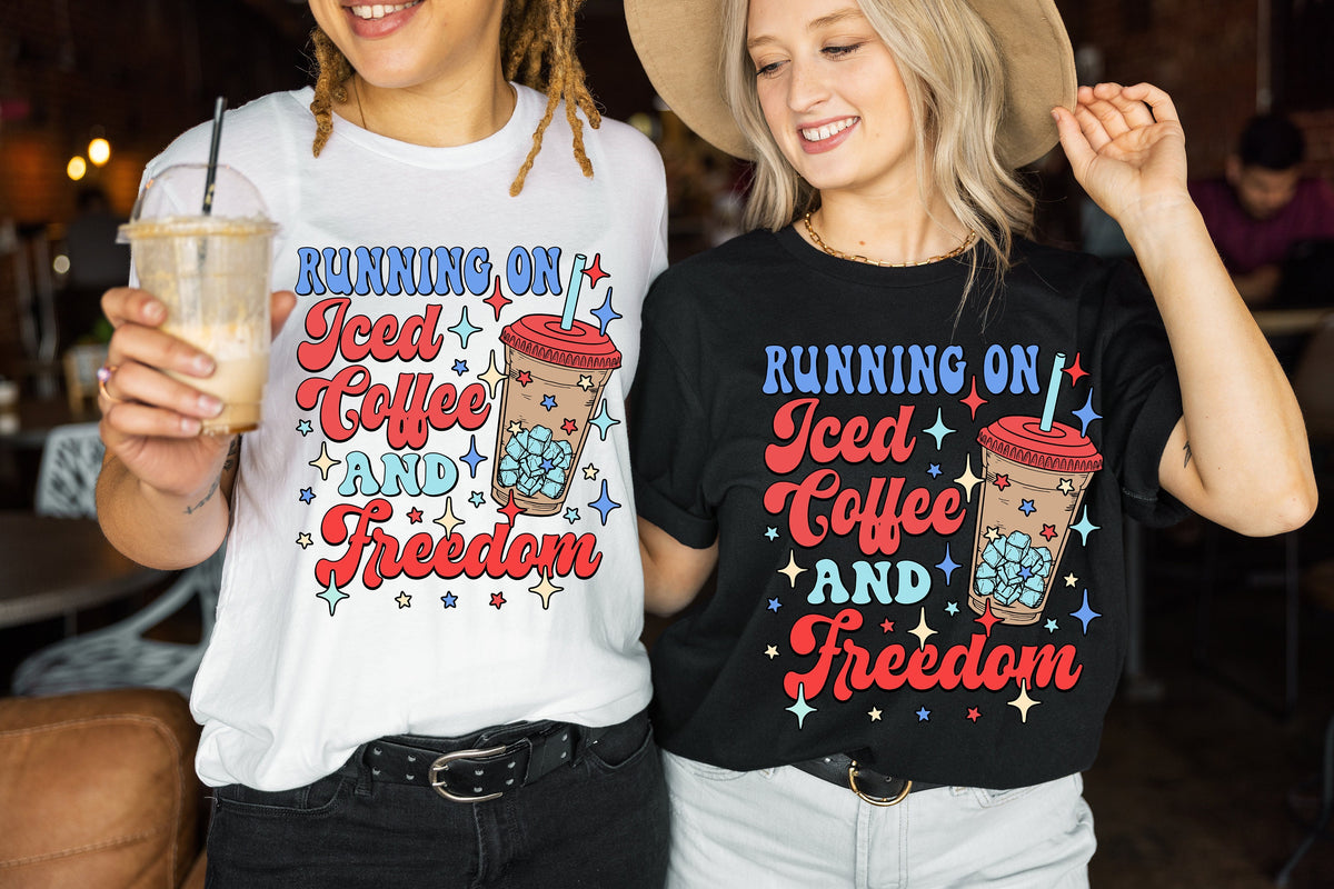 Iced Coffee & Freedom 4th of July Tee - American Mama Shirt