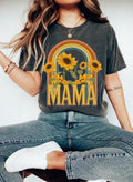 Retro Sunflowers Mama Shirt: Rainbow Graphic Tee