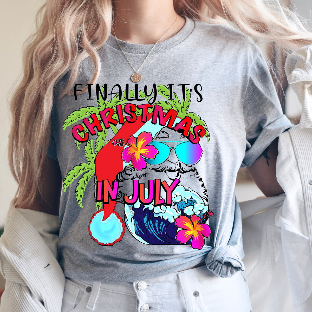 Christmas in July Shirt: Tropical Santa Beach Holiday