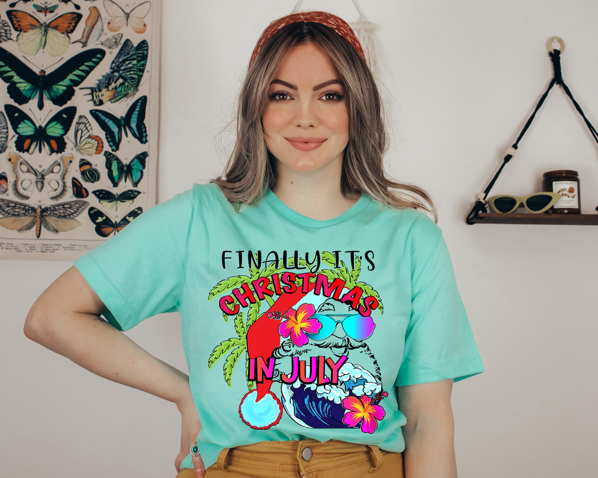 Christmas in July Shirt: Tropical Santa Beach Holiday