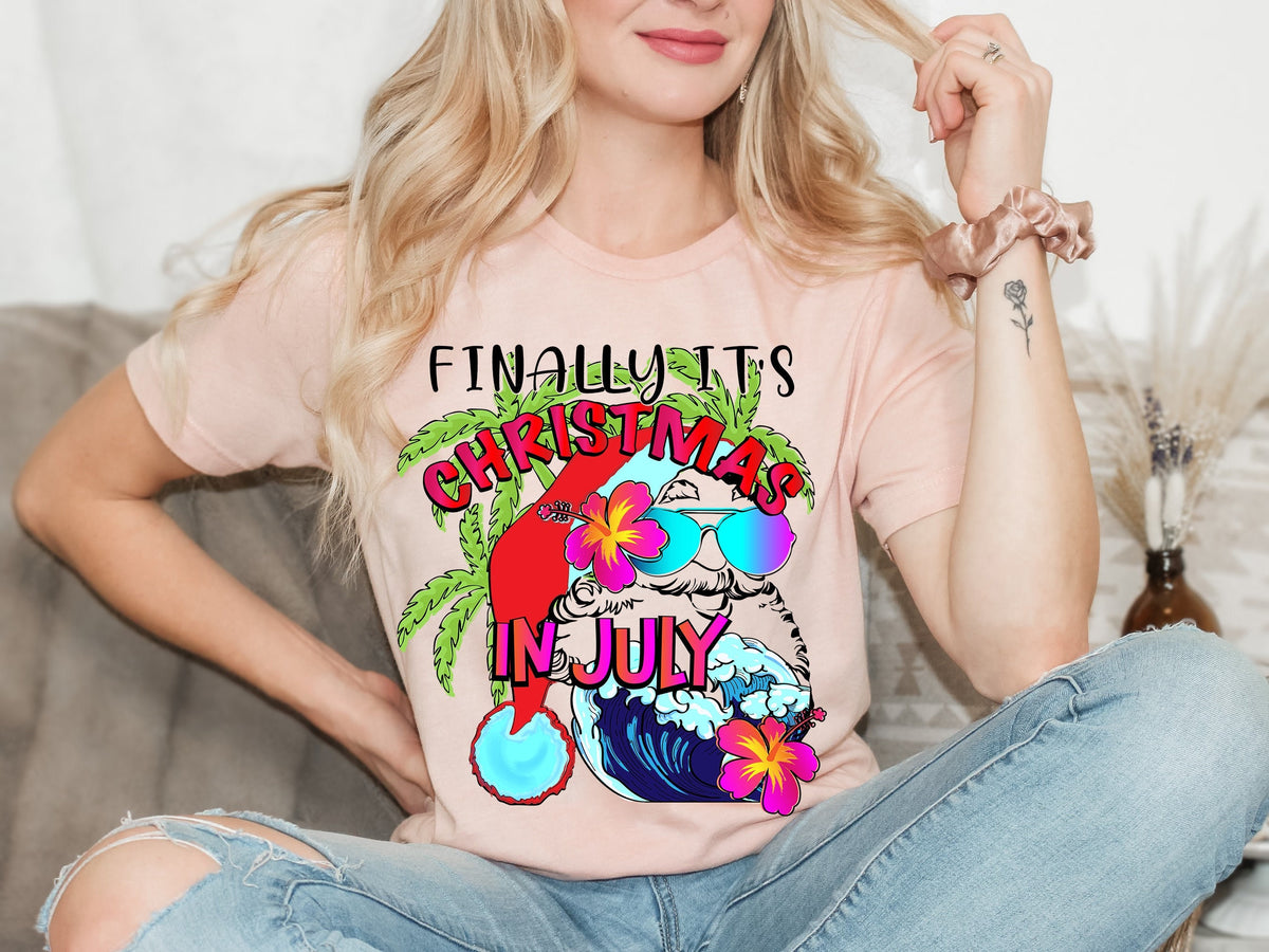 Christmas in July Shirt: Tropical Santa Beach Holiday