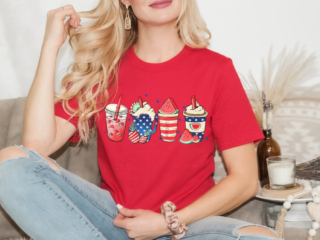 Retro 4th of July Coffee Shirt: Stars & Stripes Tee