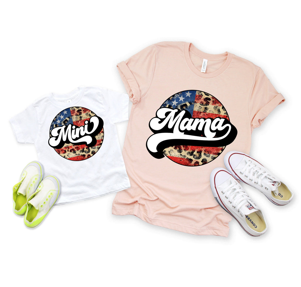 Army Mama Shirt, Patriotic Mama Mini Matching Set