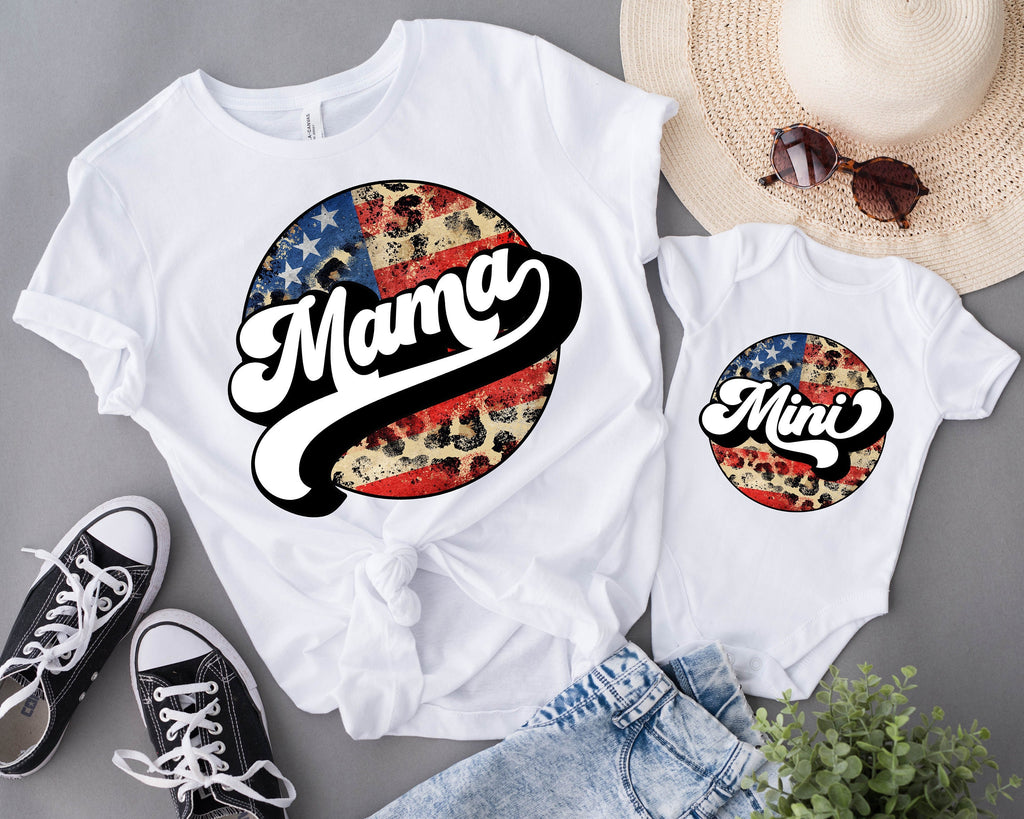 Army Mama Shirt, Patriotic Mama Mini Matching Set