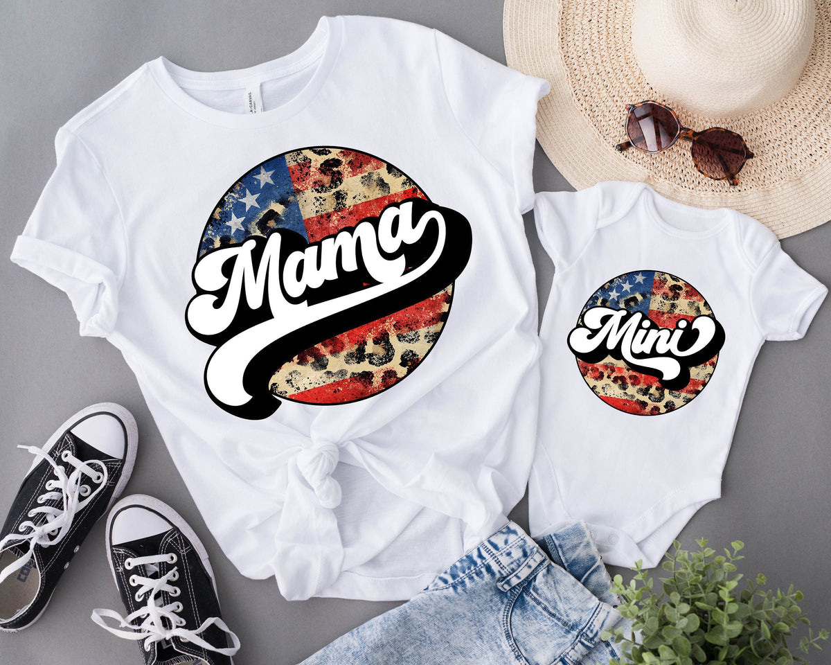 Army Mama Shirt, Patriotic Mama Mini Matching Set