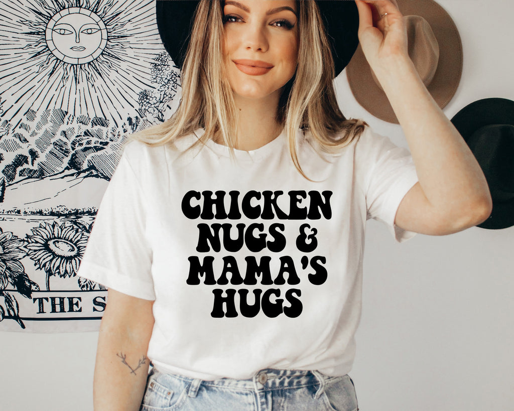 Chicken Nugs & Mama Hugs Shirt: Retro Mom Life Tee