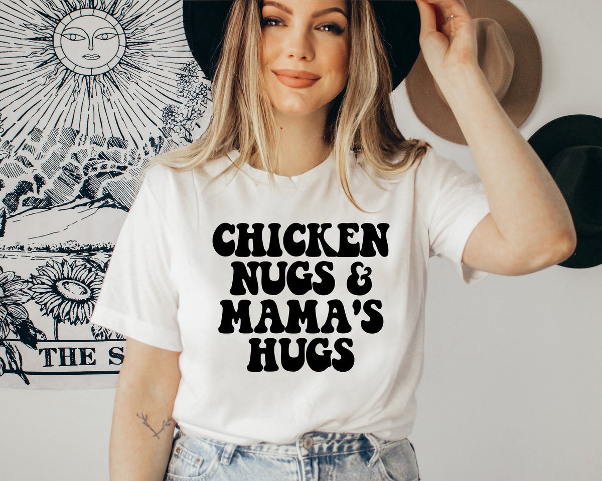 Chicken Nugs & Mama Hugs Shirt: Retro Mom Life Tee