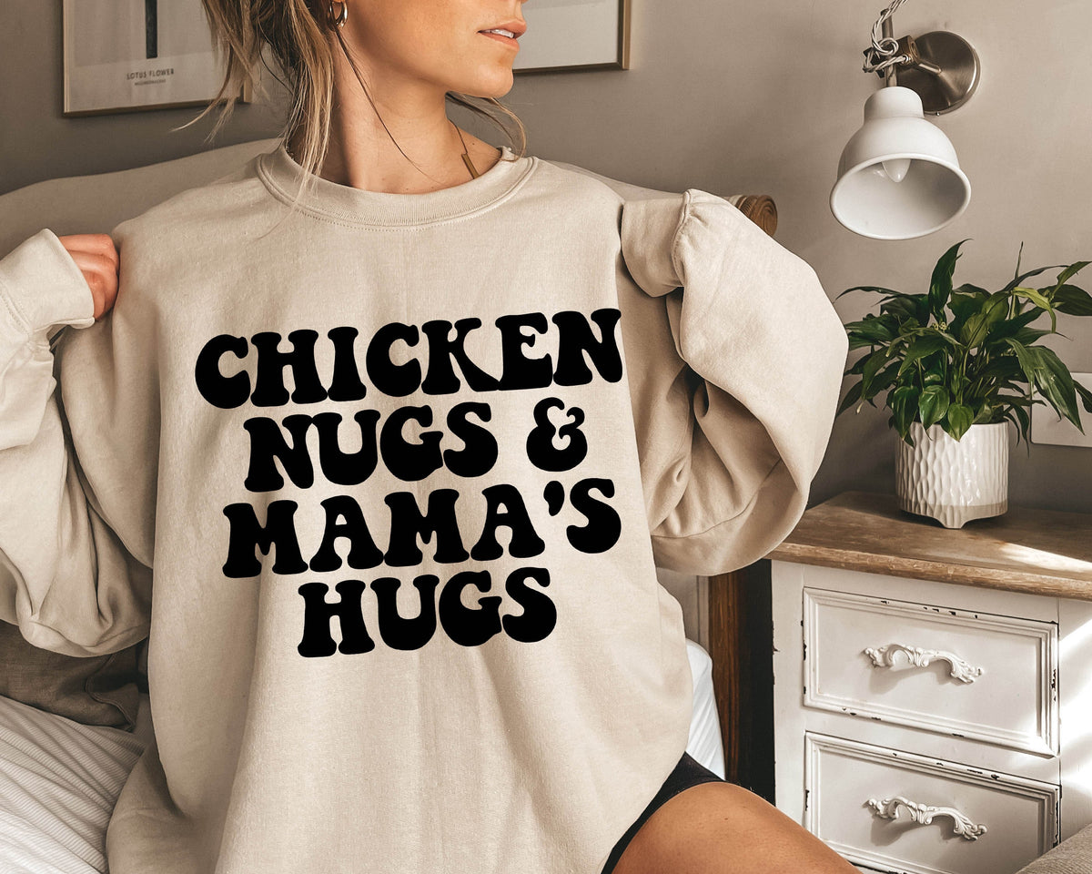 Chicken Nugs & Mama Hugs Shirt: Retro Mom Life Tee