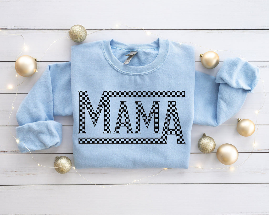 Checkered Mama Shirt: Retro Leopard Print Mom Life Tee