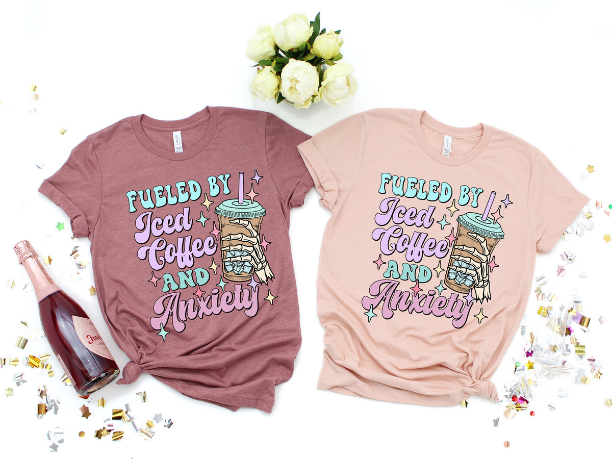 Iced Coffee Anxiety Mom T-Shirt: Retro Mama Shirt