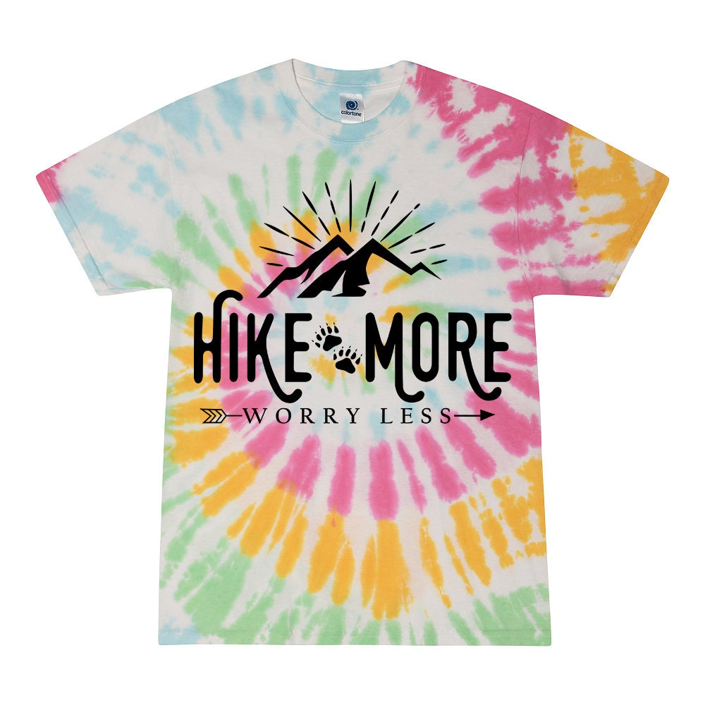 Handmade Tie-Dye Hiking Shirt: Hike More Worry Less Graphic Tee
