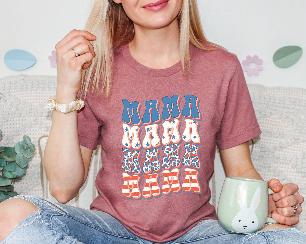 Retro American Mama 4th of July Shirt