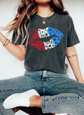 Retro USA Lips Shirt: 4th of July American Flag Tee