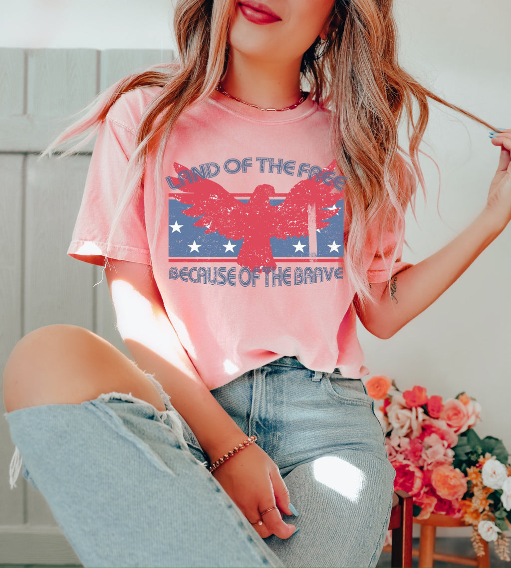 Retro Patriotic Shirt: Land of the Free, Vintage 4th of July