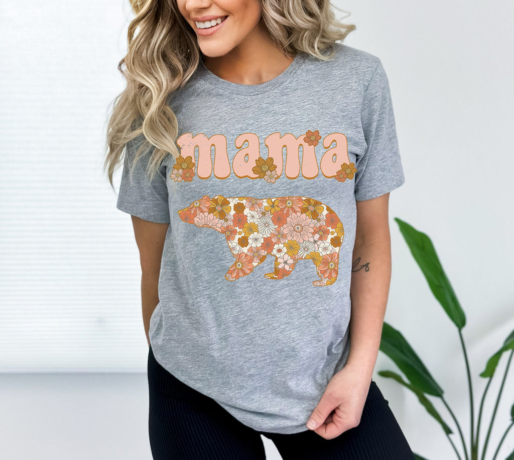 Floral Mama Bear T-Shirt: Mom Life Shirt