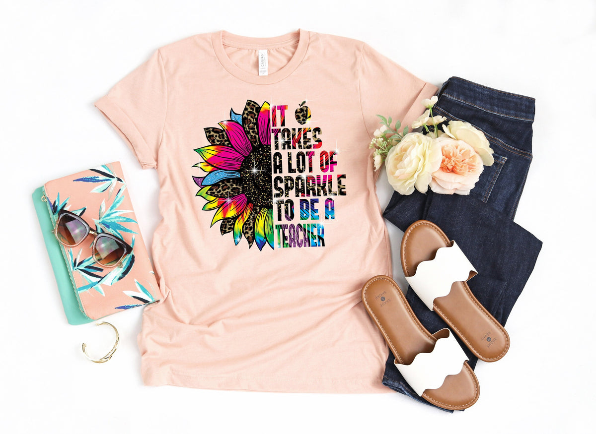 Teacher Sunflower Leopard Shirt: Teach Love Inspire