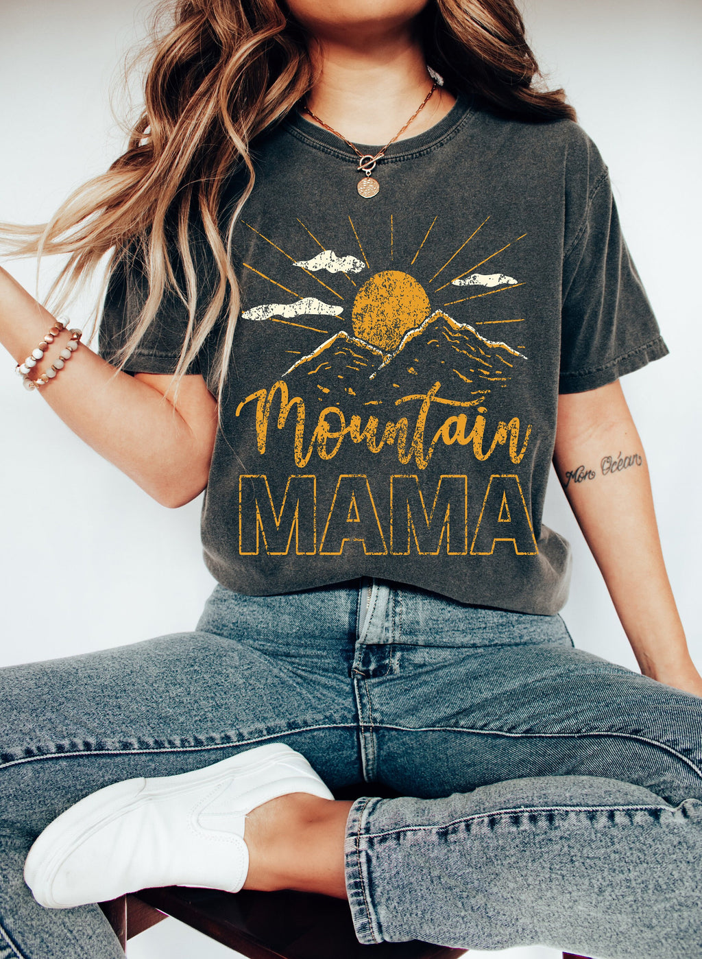 Custom Mountain Mama Shirt: 70s Style Camping Tee