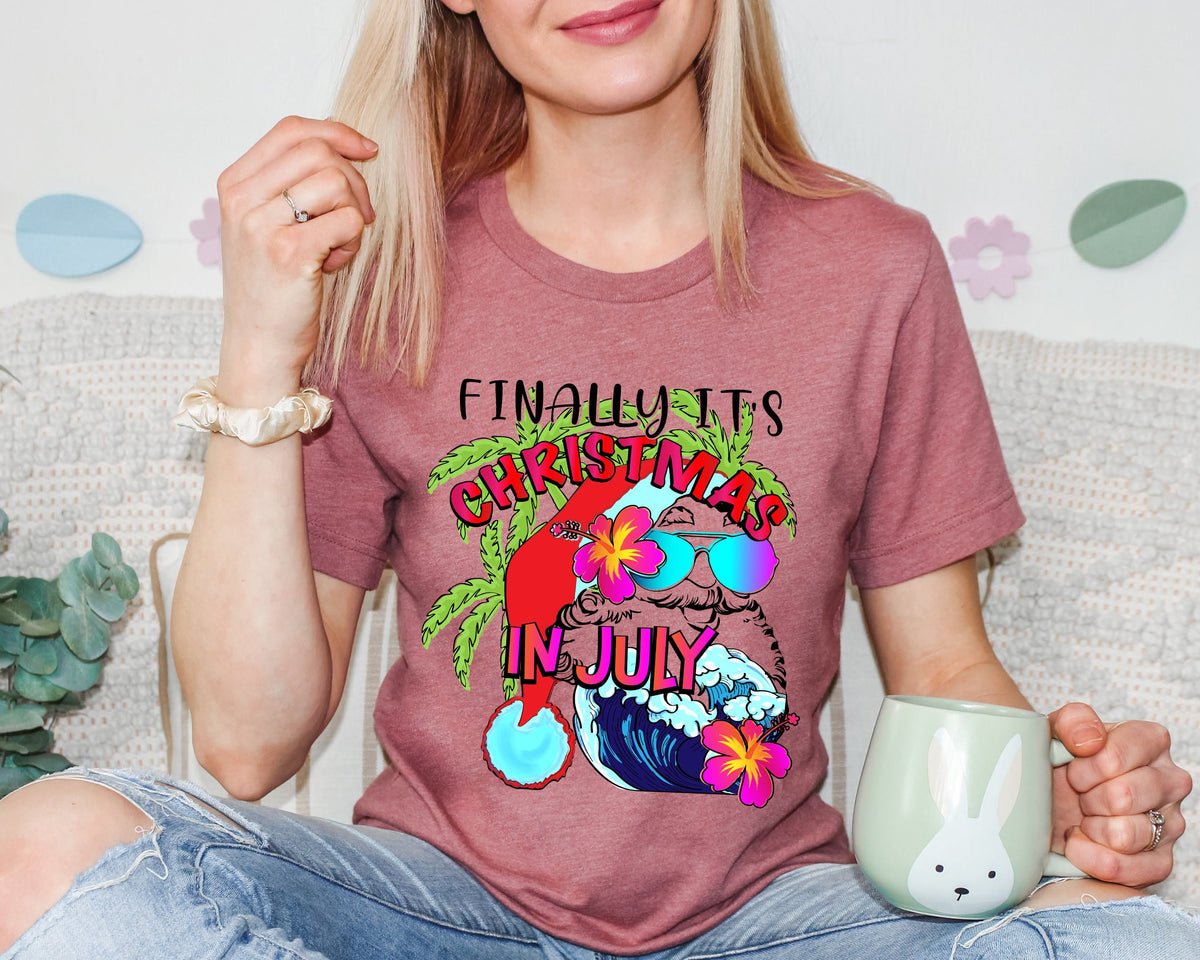 Christmas in July Shirt: Tropical Santa Beach Holiday