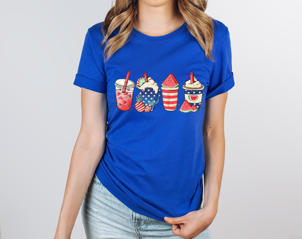 Retro 4th of July Coffee Shirt: Stars & Stripes Tee