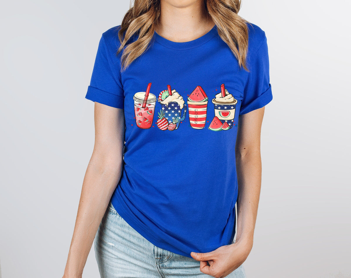 Retro 4th of July Coffee Shirt: Stars & Stripes Tee