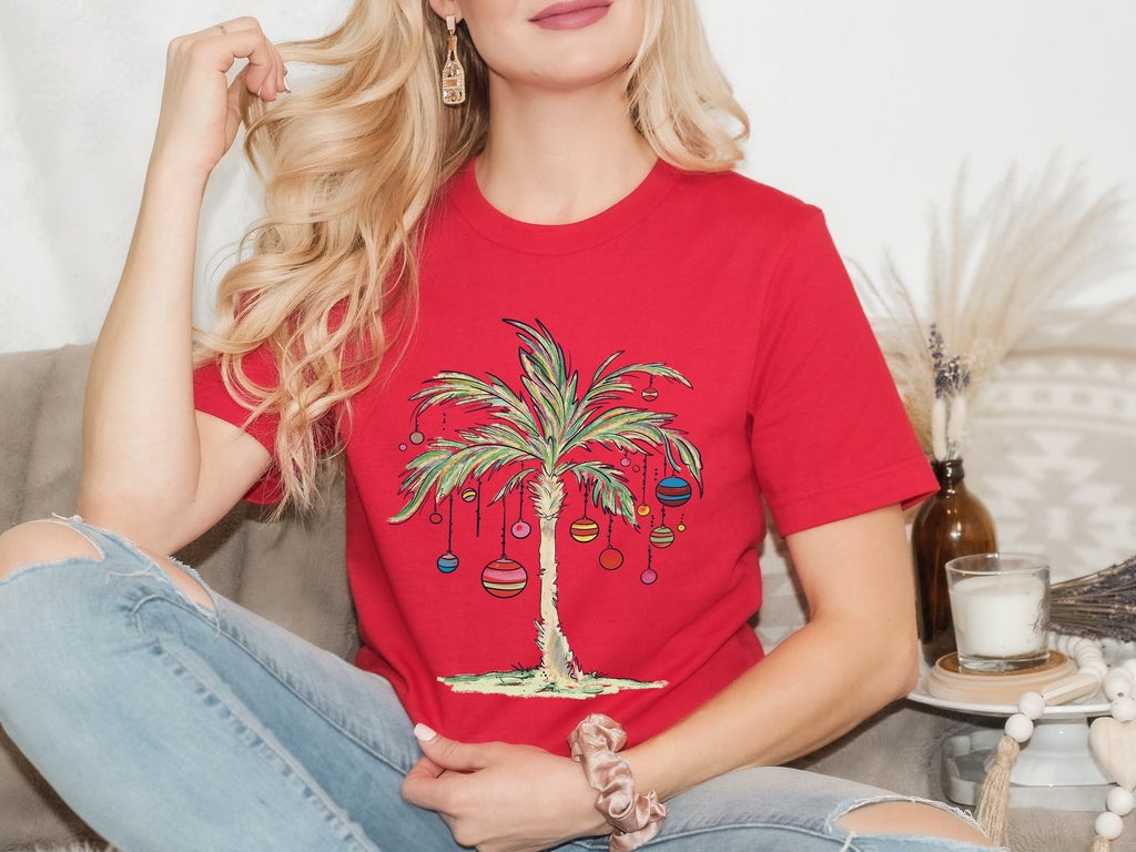 Custom Christmas in July T-Shirt: Tropical Santa Aloha Beach Tee