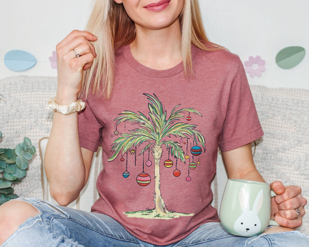 Custom Christmas in July T-Shirt: Tropical Santa Aloha Beach Tee