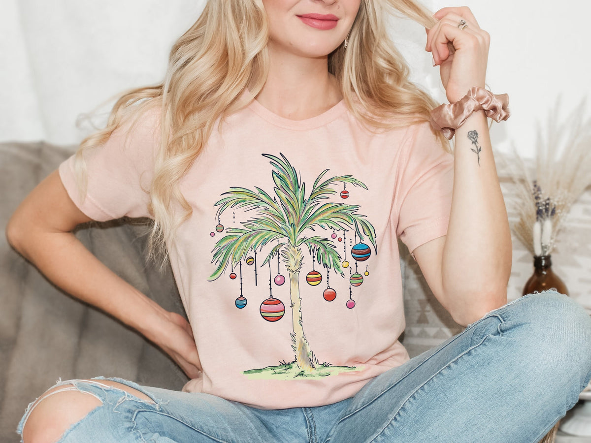 Custom Christmas in July T-Shirt: Tropical Santa Aloha Beach Tee